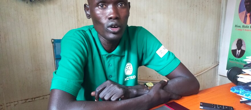 The Deputy Chairman of IDP Camp 3 in Juba Mayian Gatluak Lony speaking to Radio Tamazuj this week. [Photo: Radio Tamazuj]