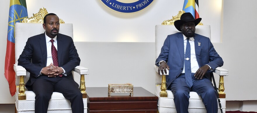 President Salva Kiir Mayardit and Ethiopian Prime Minister, Dr. Abiy Ahmed meet in Juba on 13 March 2023. [Photo: Radio Tamazuj]
