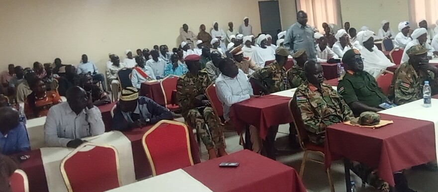 Representatives of Dinka Malual and Misseriya tribes attending a peace conference at the Aweil Grand Hotel in Aweil town on 28 March 2023 (Radio Tamazuj)