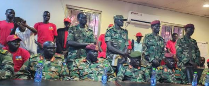 The SPLA-IO generals who defected to the SPLM in Juba over the weekend.