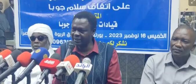 The leaders of the Darfur armed movements at a press conference in Port Sudan. (Courtesy photo)