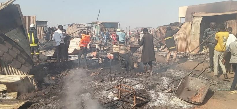 The ruins of the Maper Akot Market in Aweil after the fire. (Photo: Radio Tamazuj)