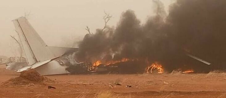 The SSPDF-operated Antinov 26 on fire at the Yida Airstrip. (Courtesy photo)