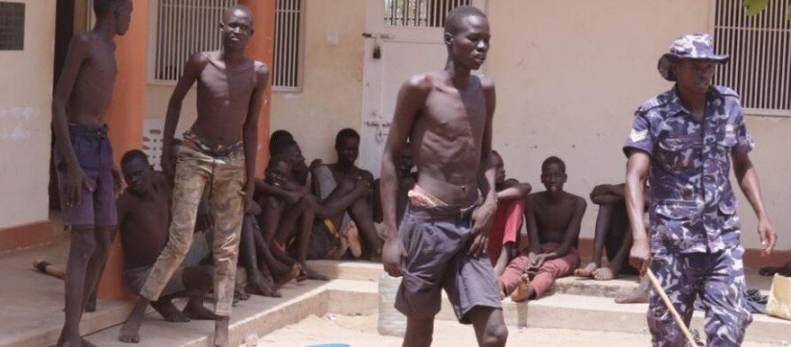 Some of the apprehended refugees at the Palabel Refugee Settlement Police Post. (Courtesy photo)