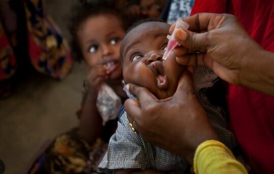A child being vaccinated against polio in Sudan. (Courtesy photo)