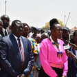 Education minister Awut Deng Achuil and her delegation in Kuajok, Warrap State on 11 March 2023. [Photo: Radio Tamazuj]