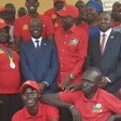 Bak Barnaba Chol (R), Peter Lam Both (C), and James Aleah Garang (L) at the function where they received awards from the Red Army Foundation. (Photo: Radio Tamazuj)
