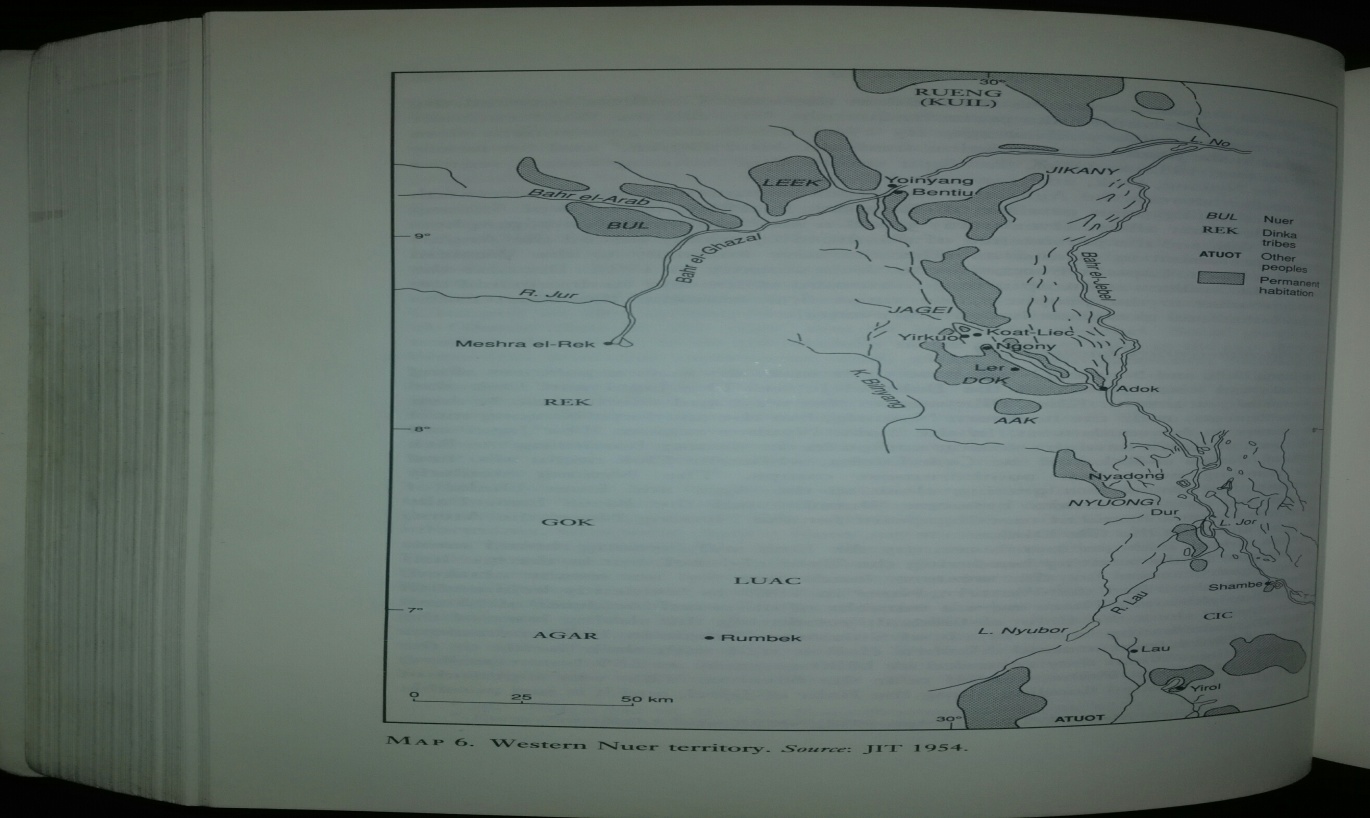 Fig 2. Map of Western Nuer Territory, Source: JIT 1954