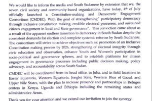 Pressure group launched to push for democratic transition in South Sudan