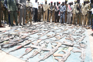 Mayom County chiefs hand over surrendered firearms to govt