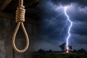ياي: صعقة رعدية تودي بحياة فتاة… والأب يلحق بها شنقاً من الهول”